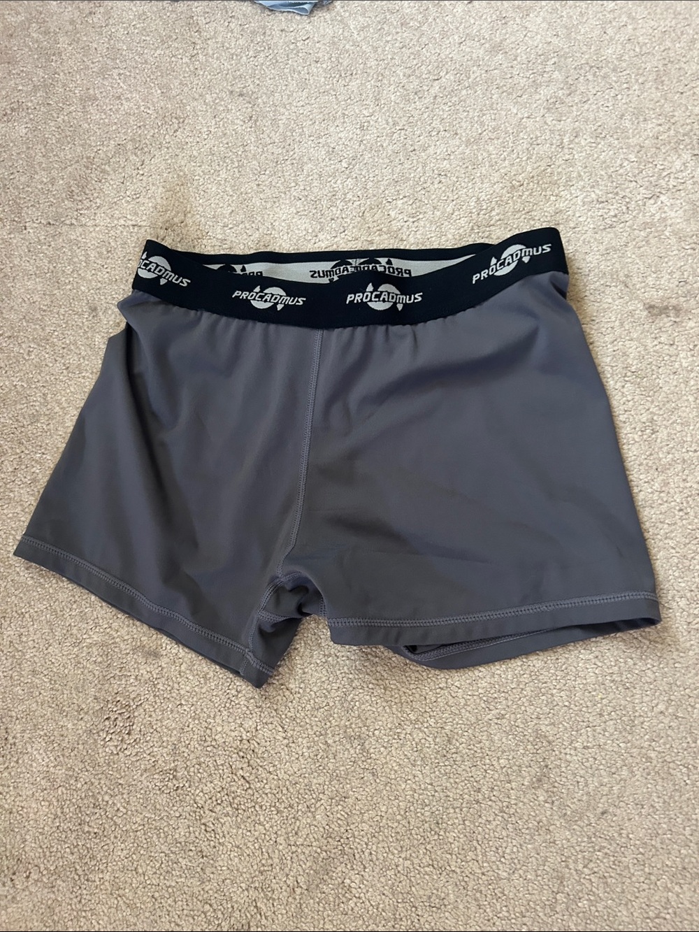 ProCadmus Gray Athletic Compression Shorts with Logo Waistband